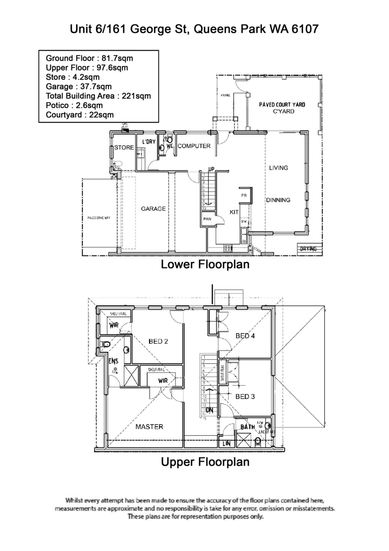 Floorplan of Homely townhouse listing, 6/161 George Street, Queens Park WA 6107