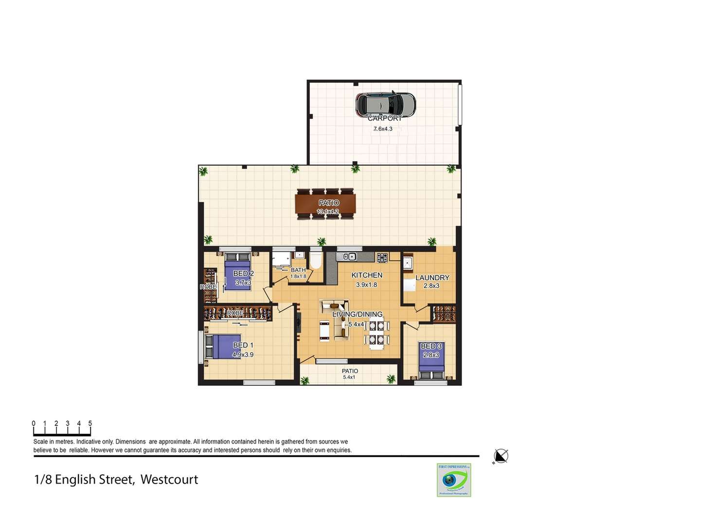 Floorplan of Homely semiDetached listing, 1/8 English Street, Manunda QLD 4870