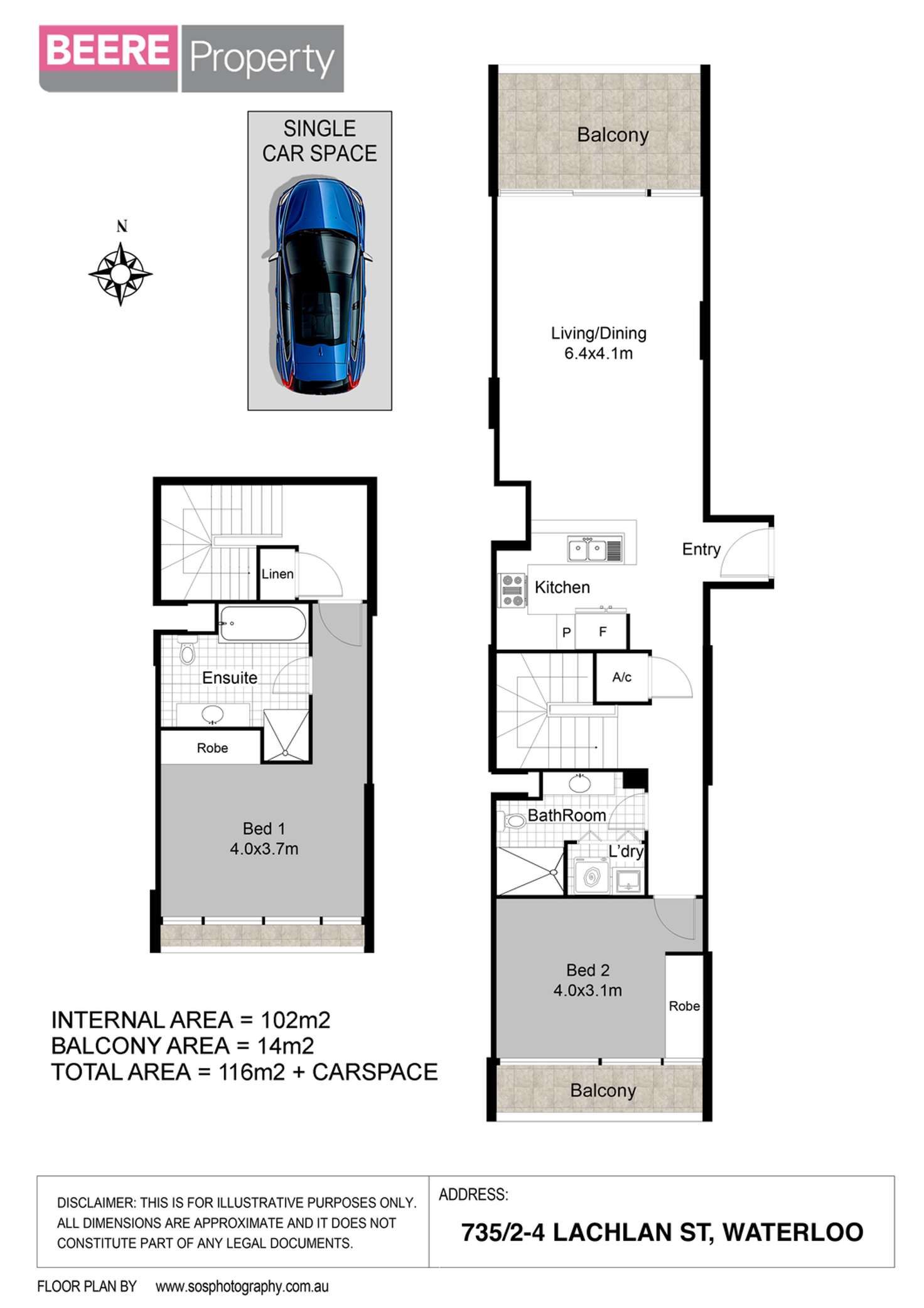 Floorplan of Homely apartment listing, 735/2-4 Lachlan Street, Waterloo NSW 2017
