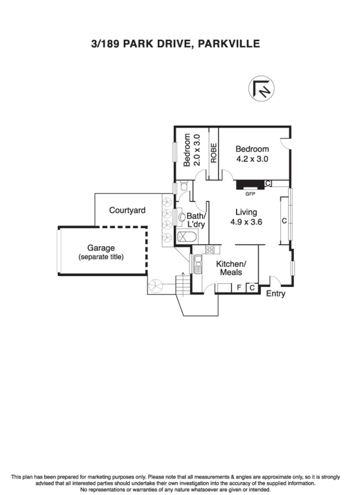 Floorplan of Homely apartment listing, 3/189 Park Drive, Parkville VIC 3052