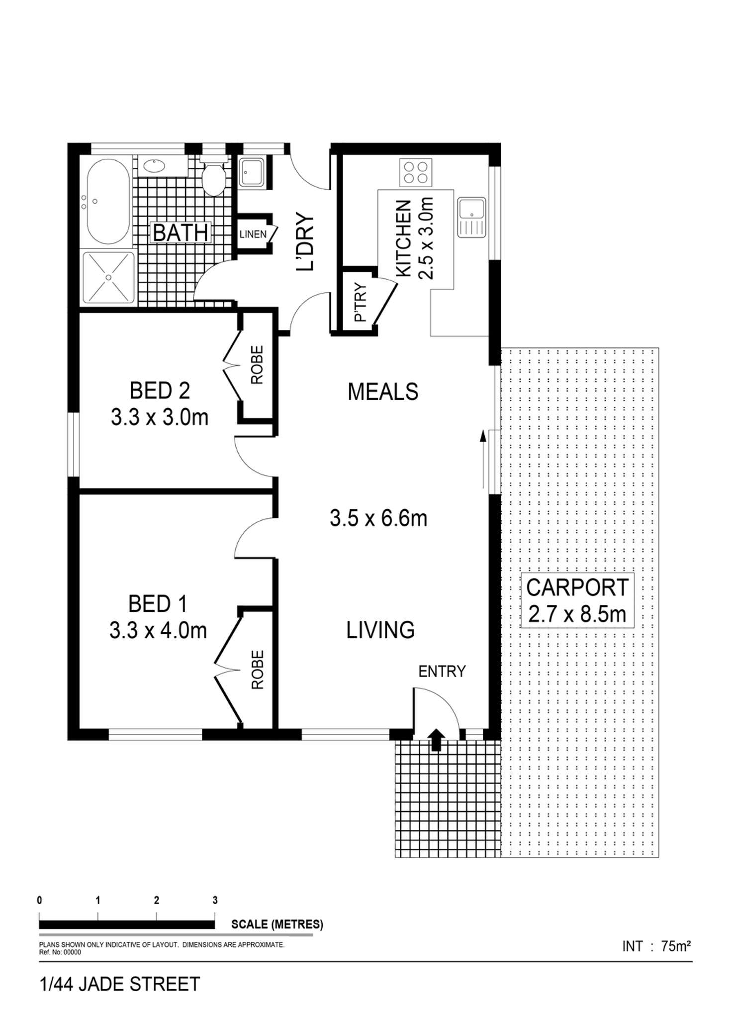 Floorplan of Homely unit listing, 1/44 Wade Street, Golden Square VIC 3555