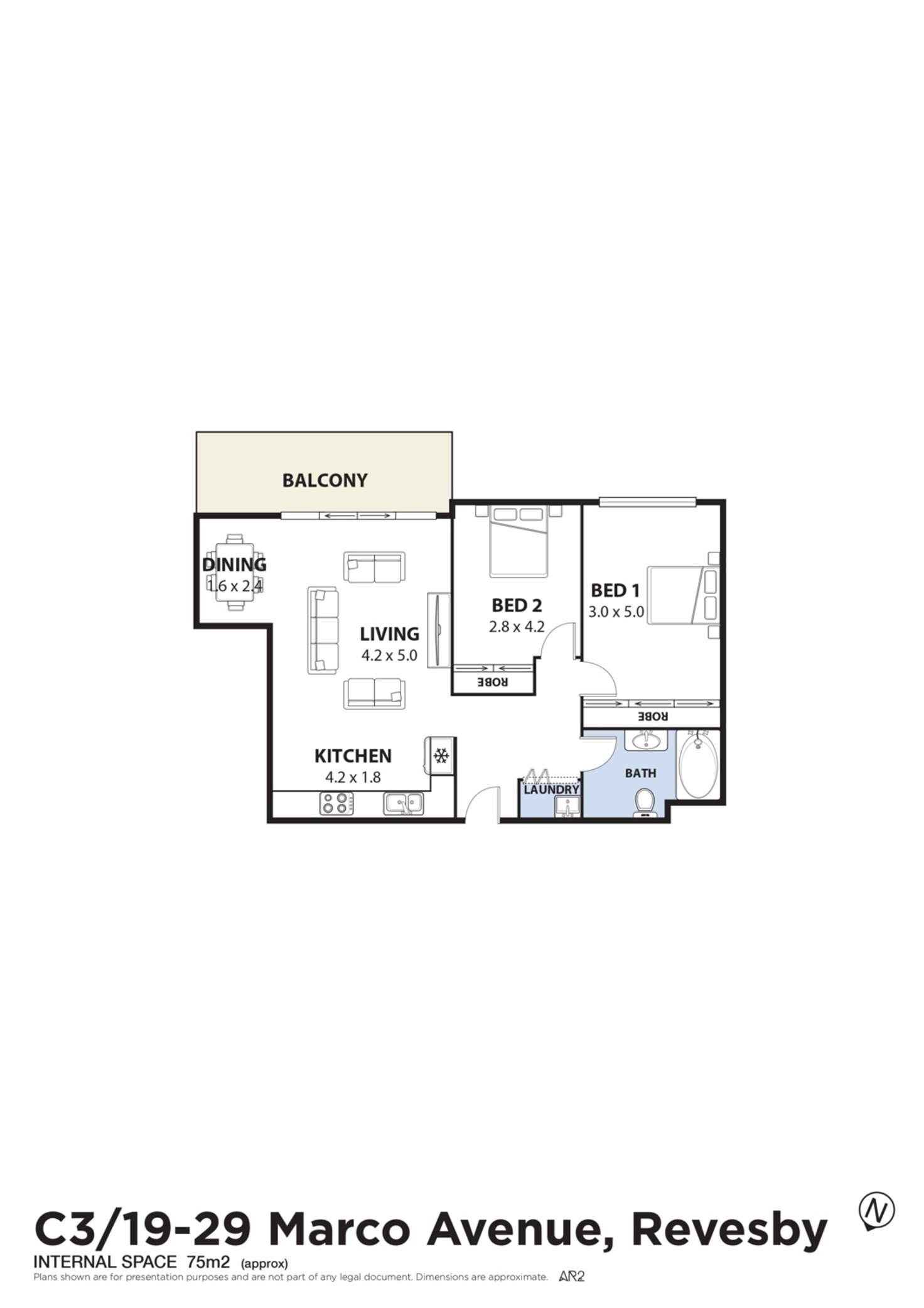Floorplan of Homely unit listing, C3/19-29 Marco Avenue, Revesby NSW 2212