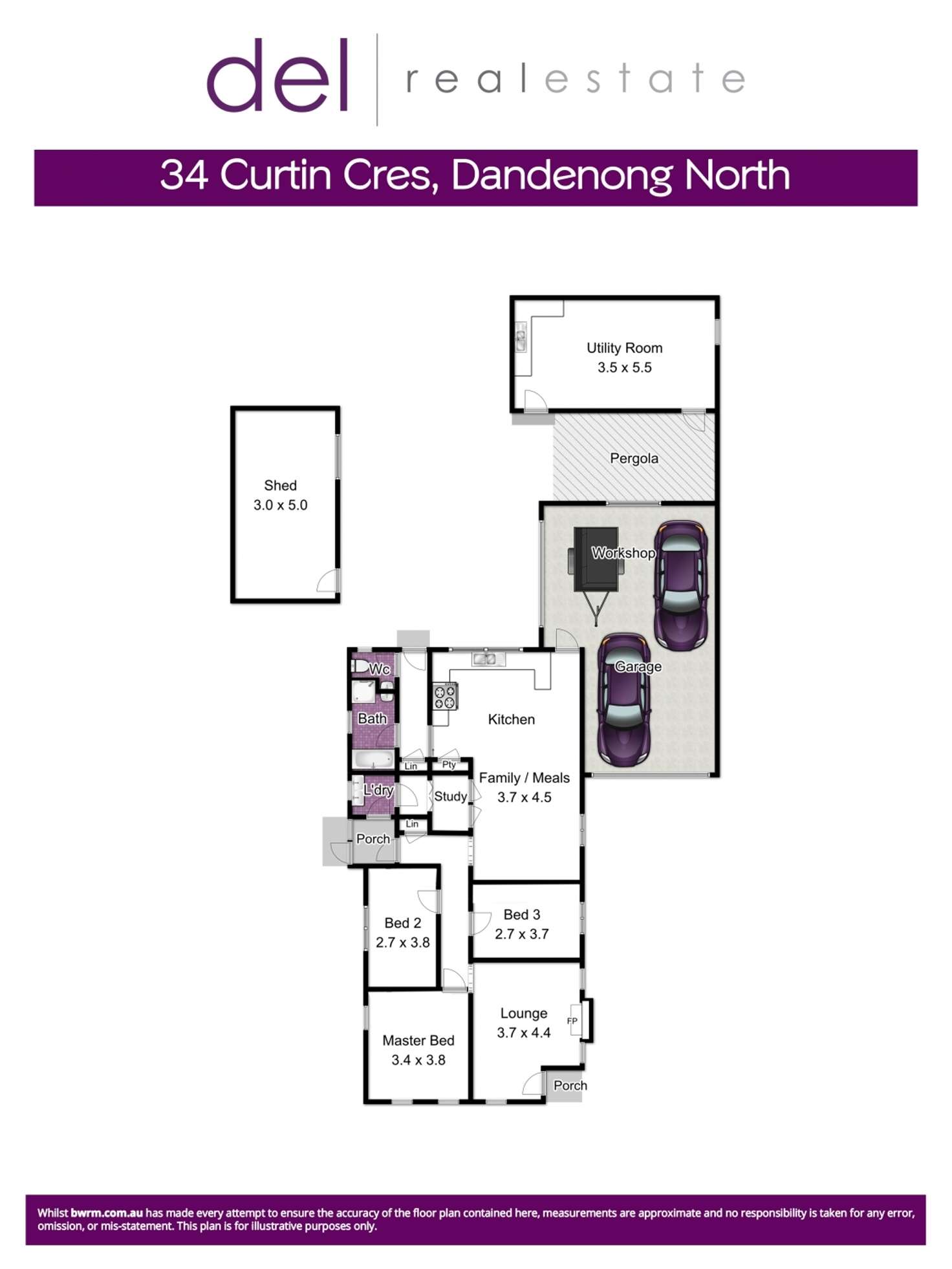 Floorplan of Homely house listing, 34 Curtin Crescent, Dandenong North VIC 3175