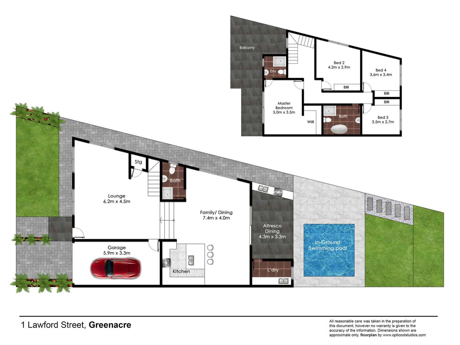 Floorplan of Homely semiDetached listing, 1 Lawford Street, Greenacre NSW 2190