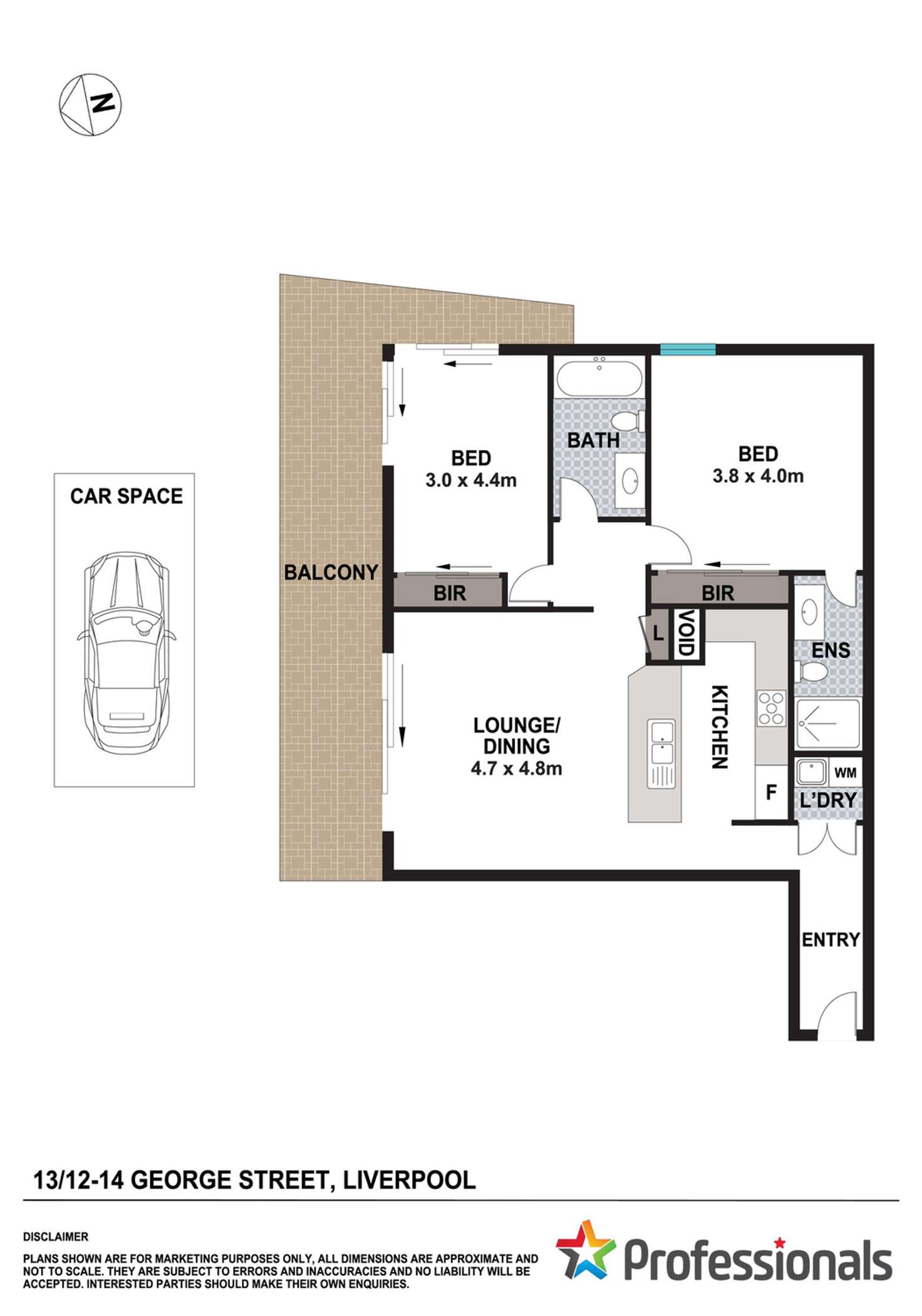 Floorplan of Homely apartment listing, 13/12-14 George Street, Liverpool NSW 2170