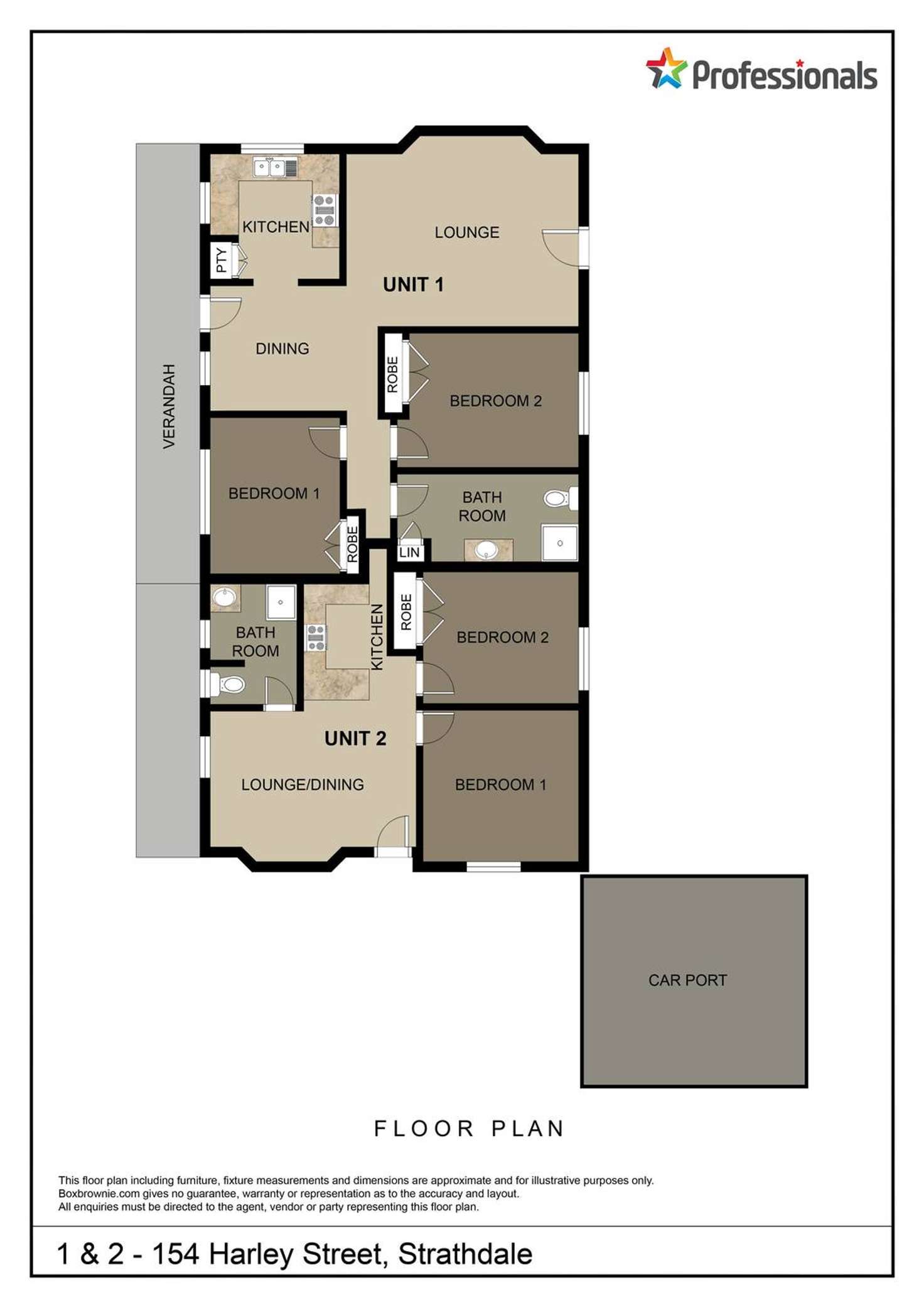 Floorplan of Homely house listing, 1 & 2/154 Harley Street, Strathdale VIC 3550