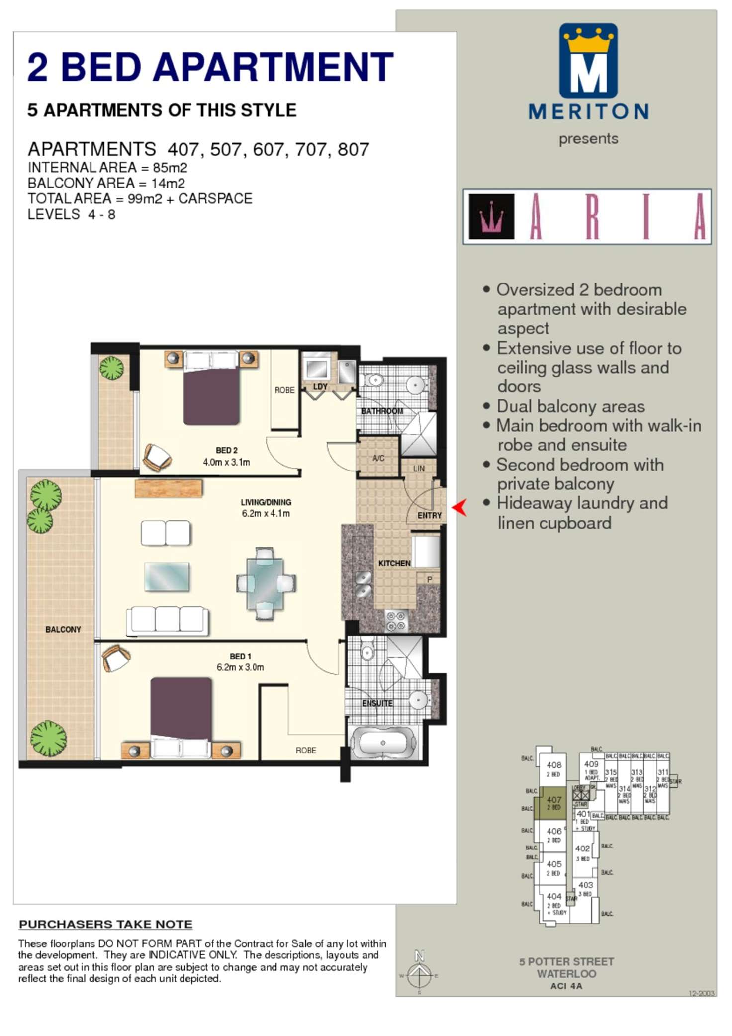 Floorplan of Homely apartment listing, 607/5 Potter Street, Waterloo NSW 2017