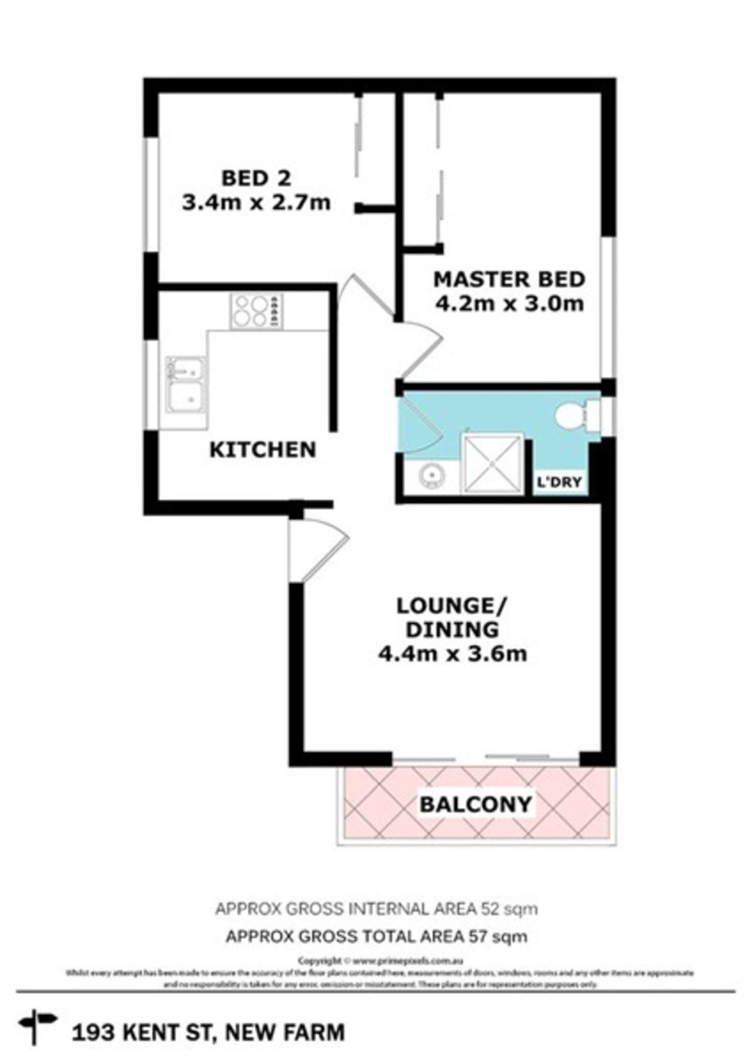 Floorplan of Homely unit listing, 1/193 Kent Street, New Farm QLD 4005