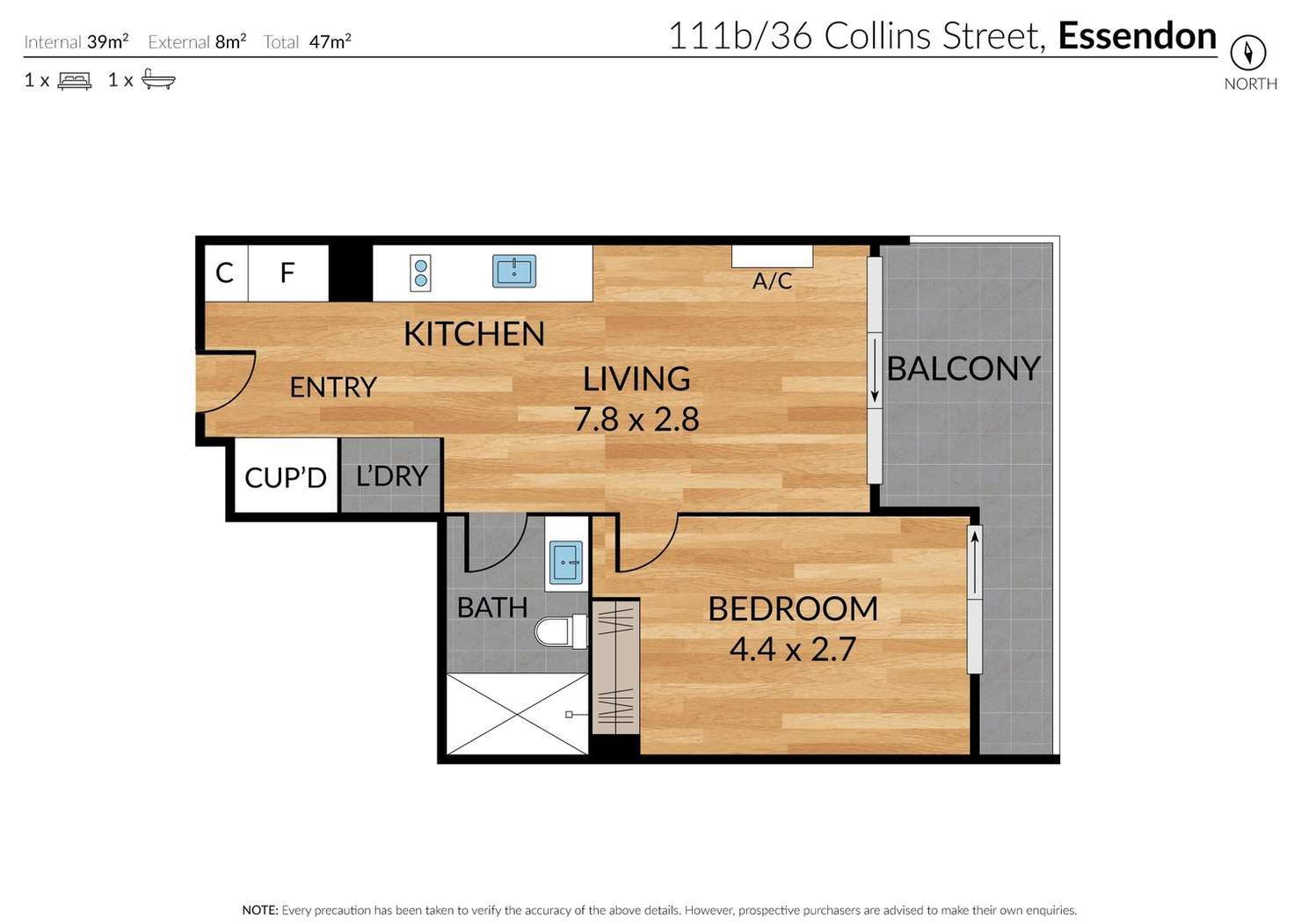 Floorplan of Homely apartment listing, 111/36 Collins Street, Essendon VIC 3040