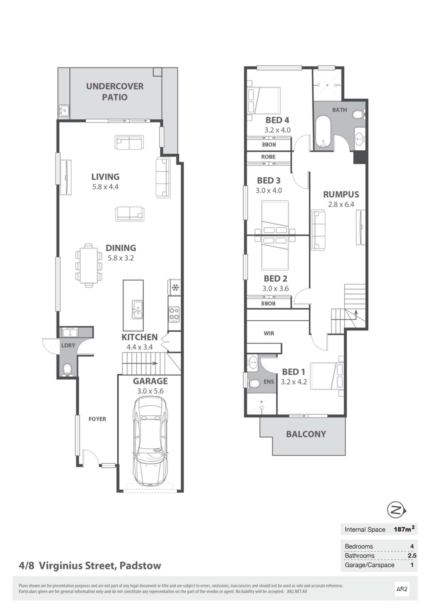 Floorplan of Homely townhouse listing, 4/8 Virginius Street, Padstow NSW 2211