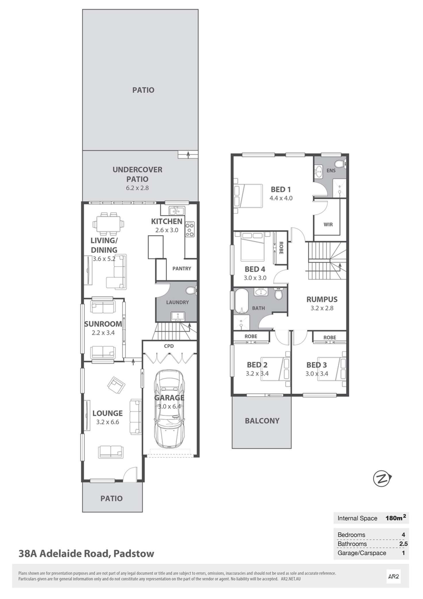 Floorplan of Homely semiDetached listing, 38A Adelaide Road, Padstow NSW 2211