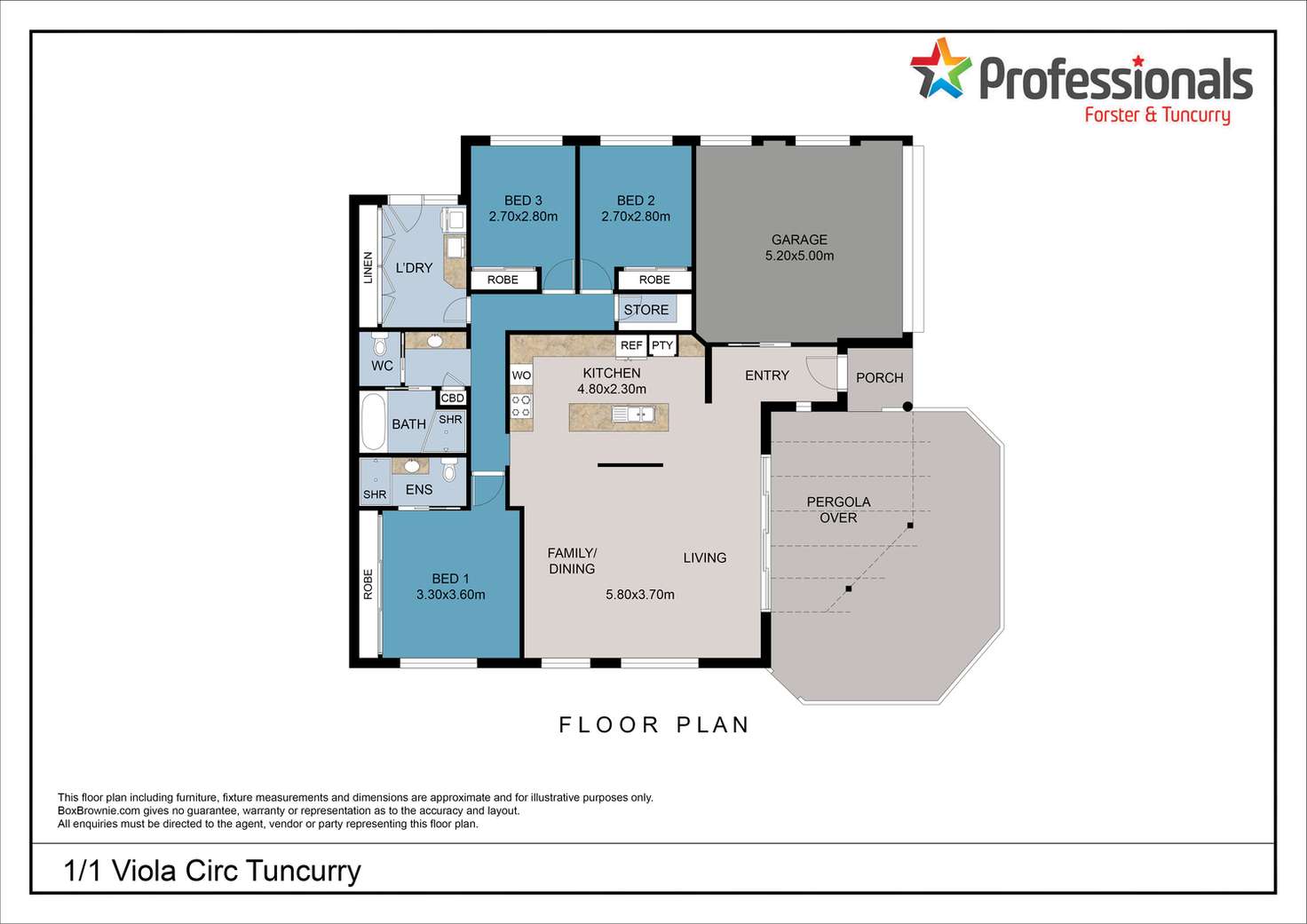 Floorplan of Homely villa listing, 1/1 Viola Circuit, Tuncurry NSW 2428