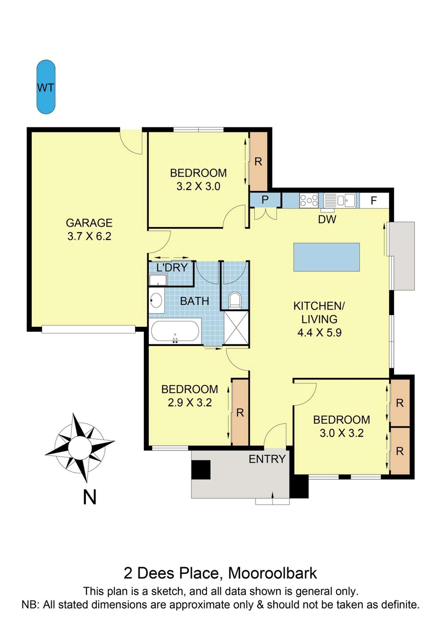 Floorplan of Homely unit listing, 2 Dees Place, Mooroolbark VIC 3138