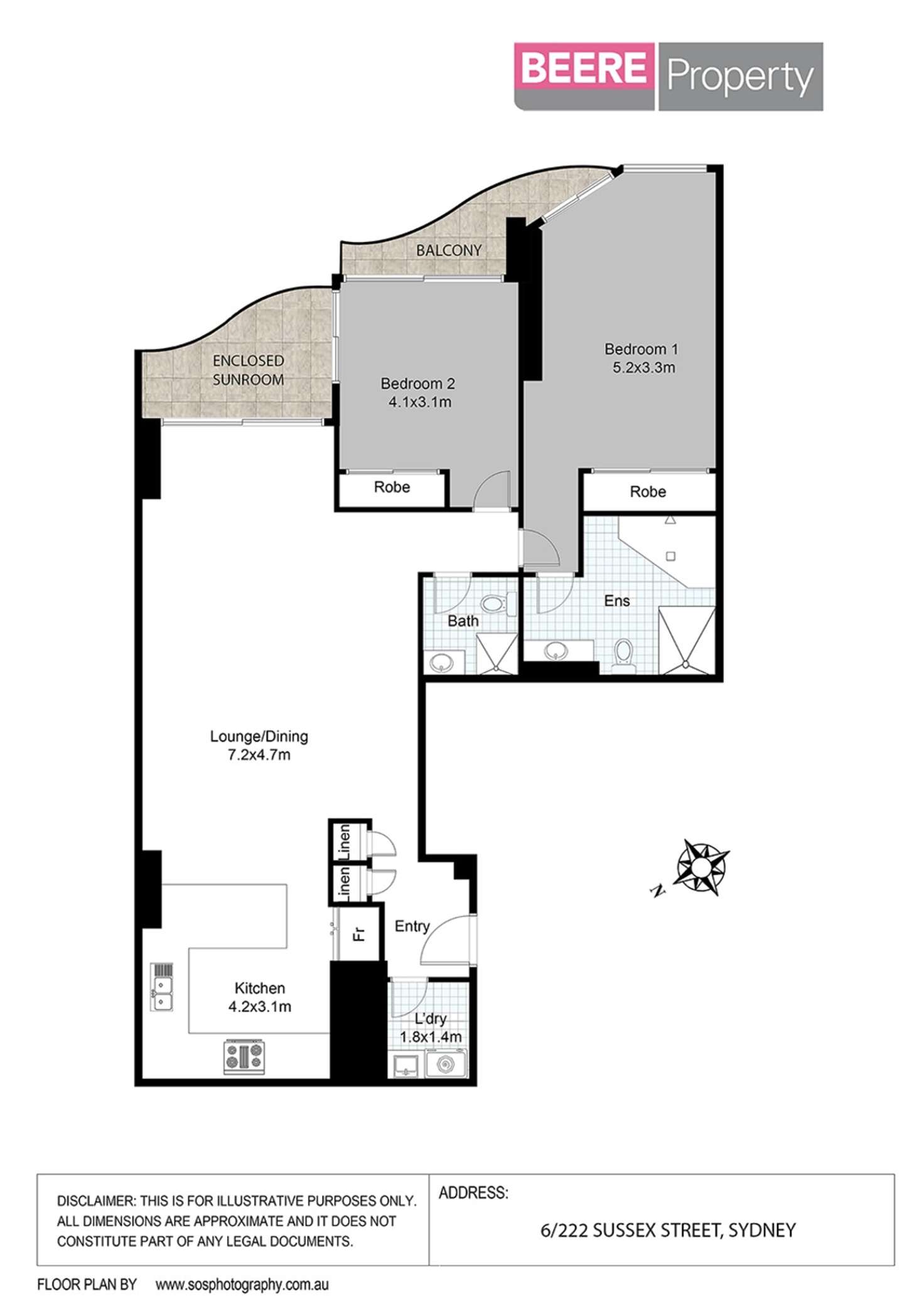 Floorplan of Homely apartment listing, 6/222 Sussex Street, Sydney NSW 2000