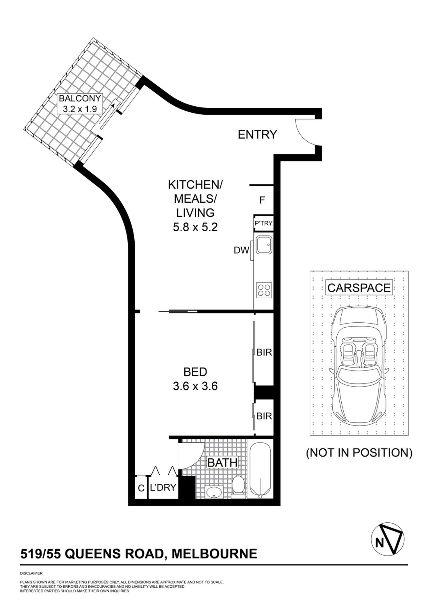 Floorplan of Homely apartment listing, 519/55 Queens Road, Melbourne VIC 3004