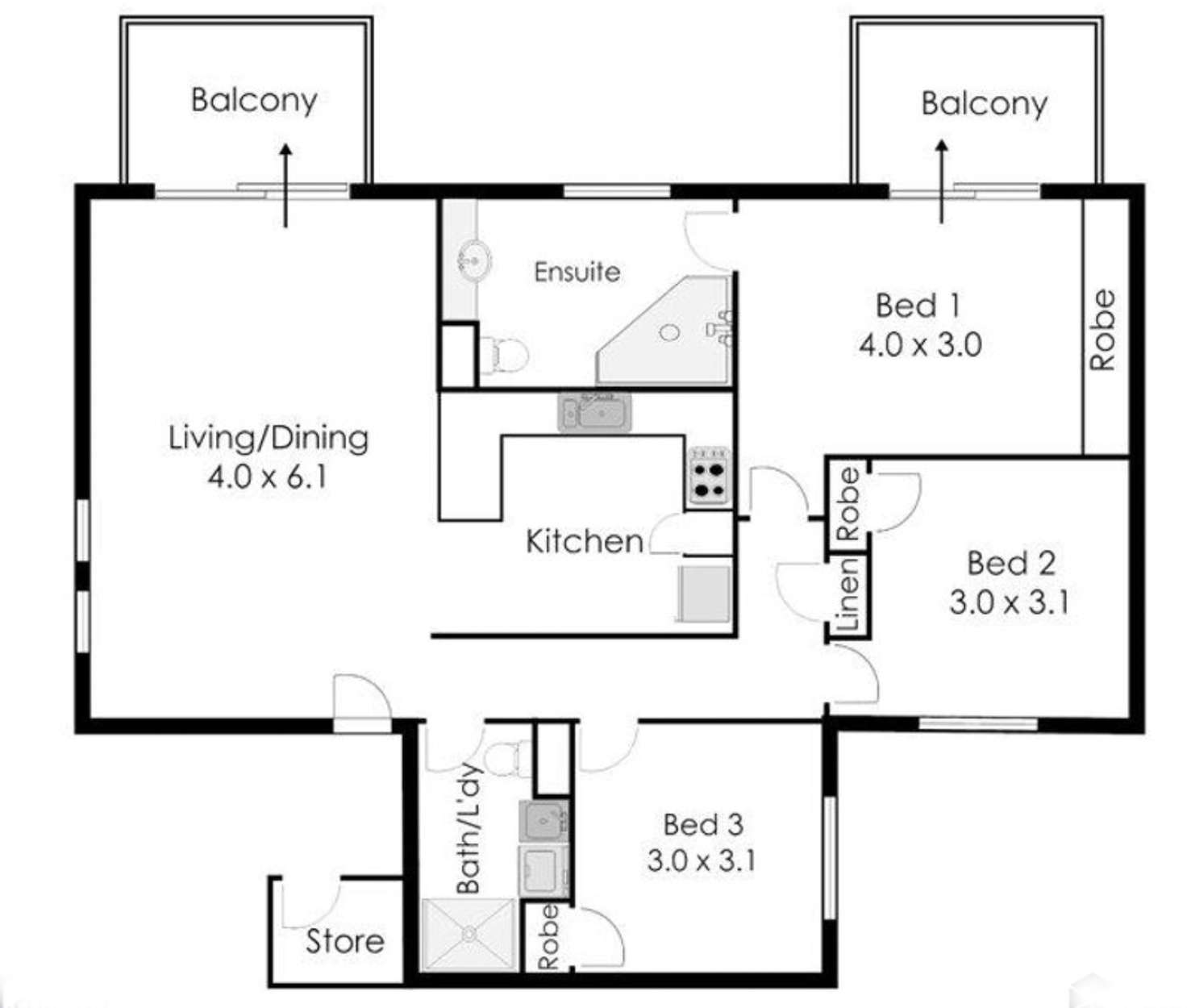 Floorplan of Homely unit listing, 3/13 McMaster Street, Victoria Park WA 6100