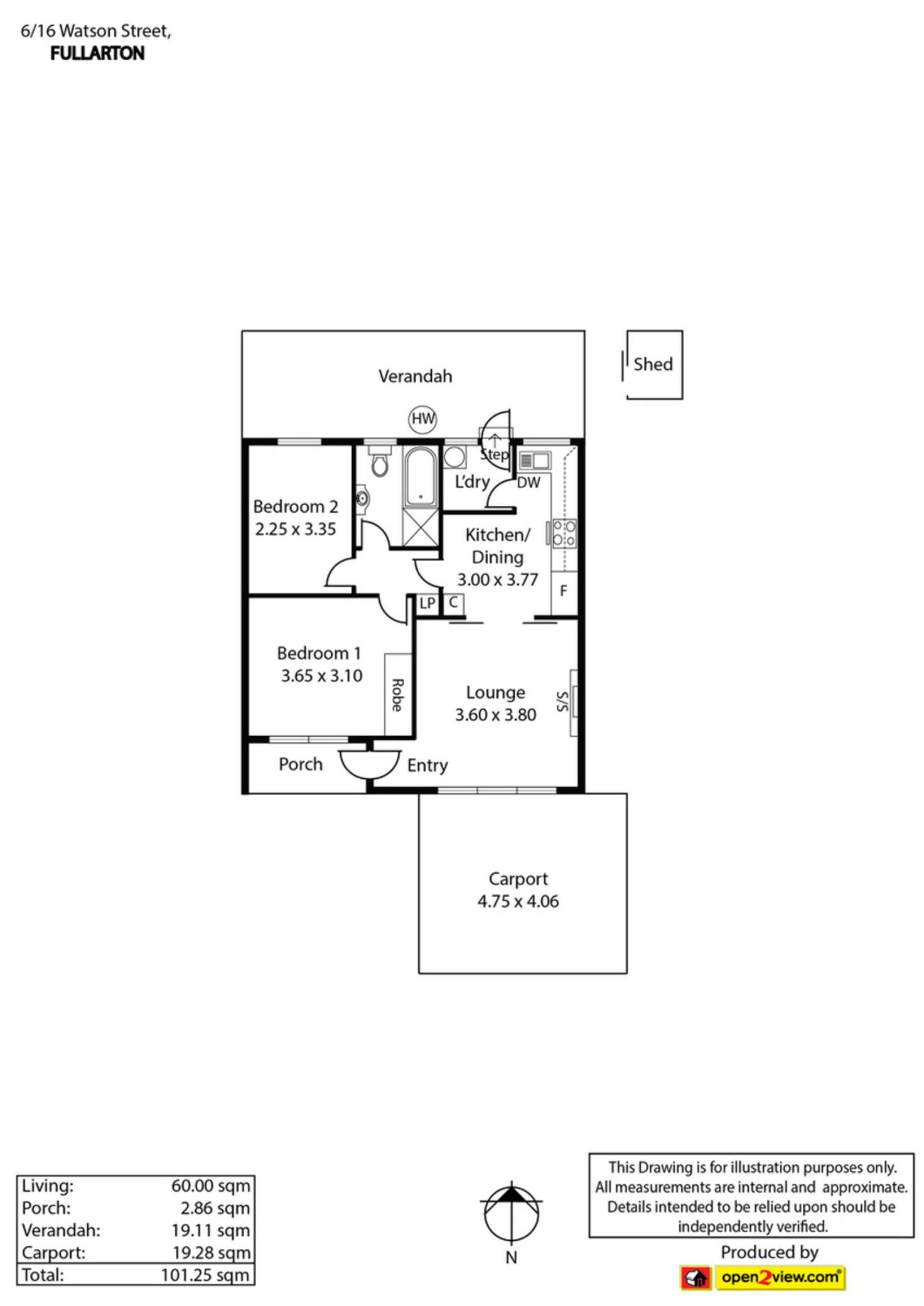 Floorplan of Homely unit listing, 6/16 Watson Street, Fullarton SA 5063