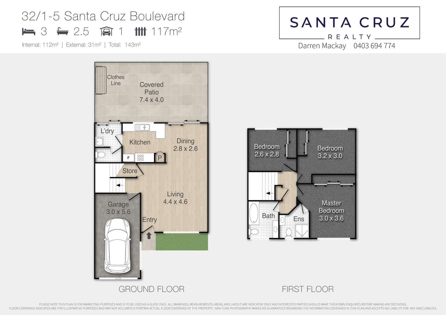 Floorplan of Homely townhouse listing, 32/1-5 Santa Cruz Boulevard, Clear Island Waters QLD 4226