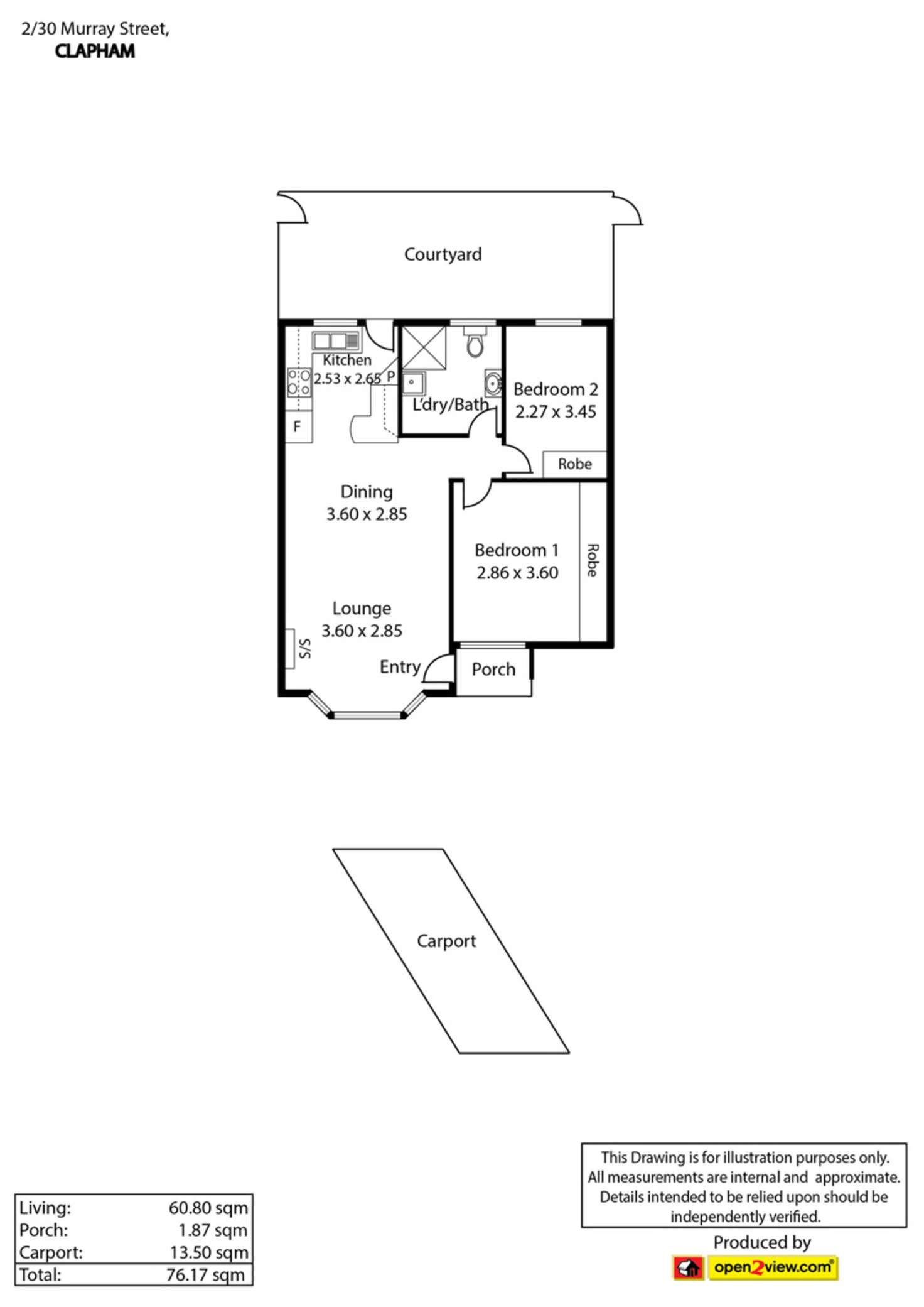 Floorplan of Homely unit listing, 2/30 Murray Street, Clapham SA 5062