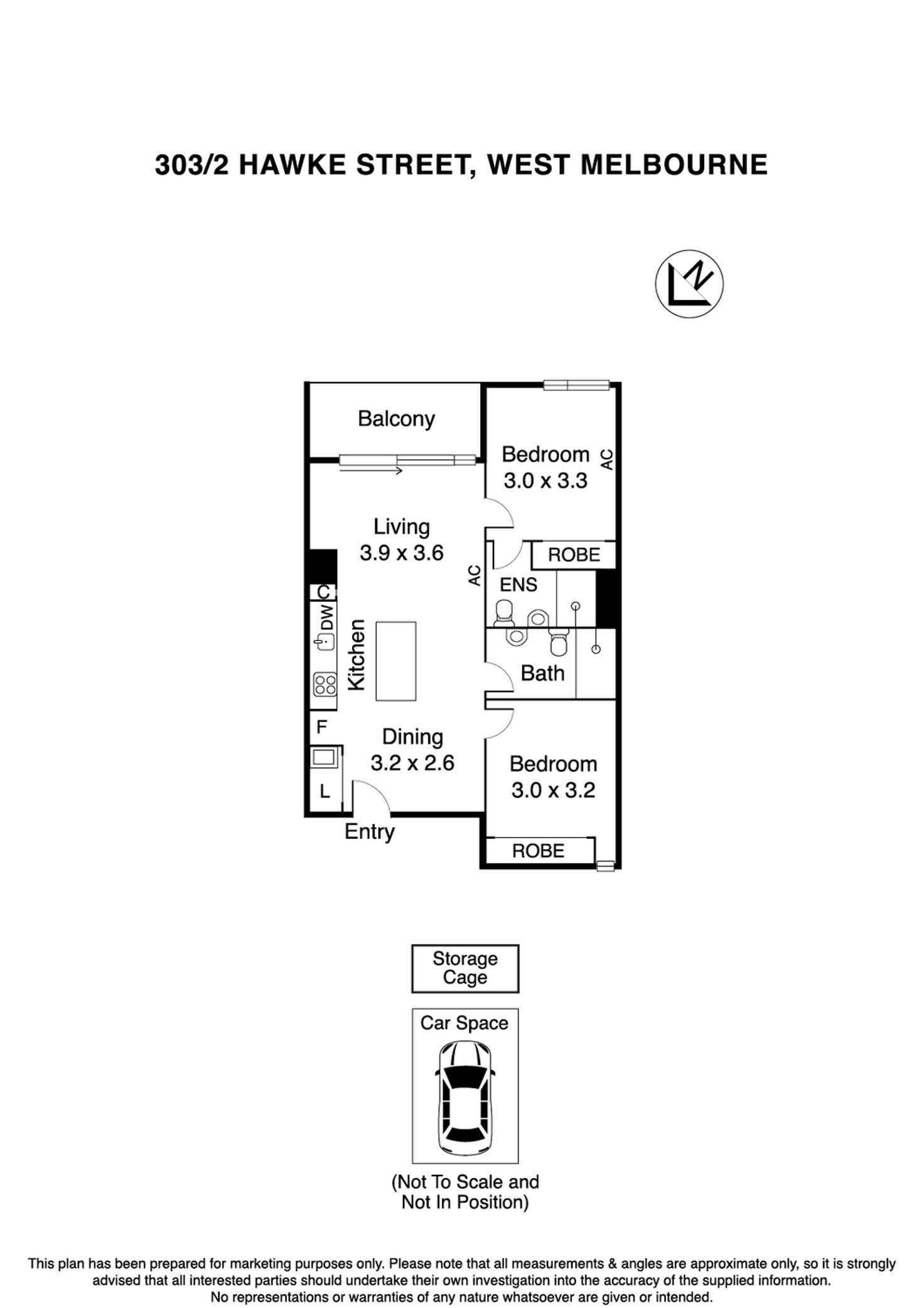 Floorplan of Homely apartment listing, 303/2 Hawke Street, West Melbourne VIC 3003