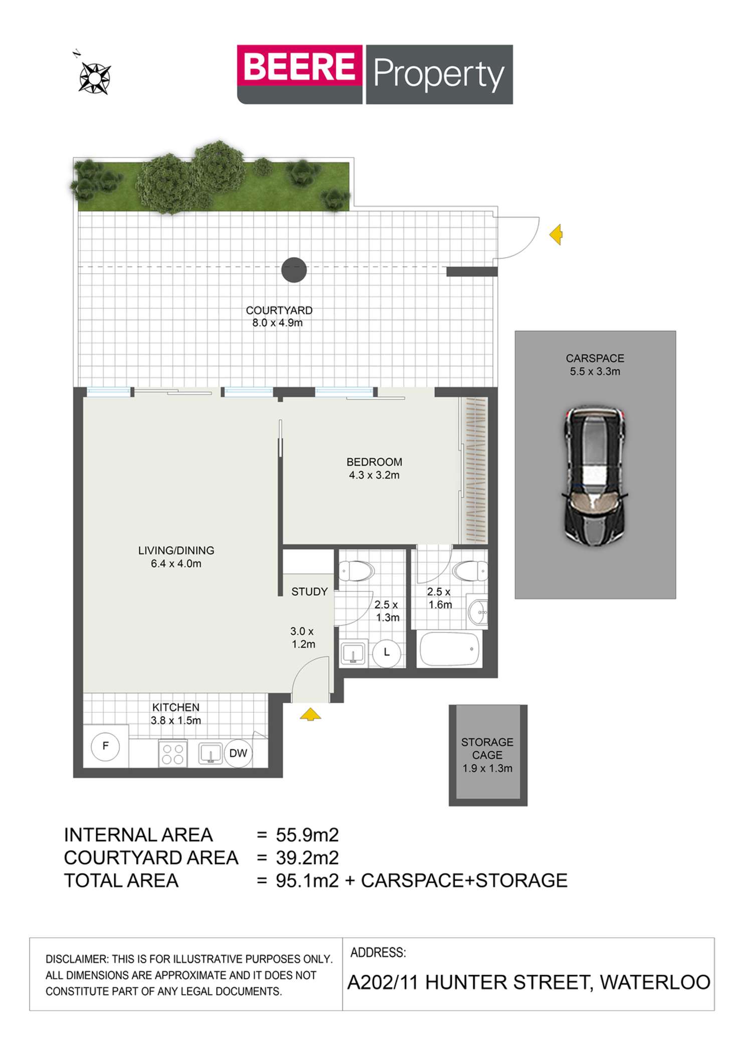 Floorplan of Homely apartment listing, 202A/11 Hunter Street, Waterloo NSW 2017