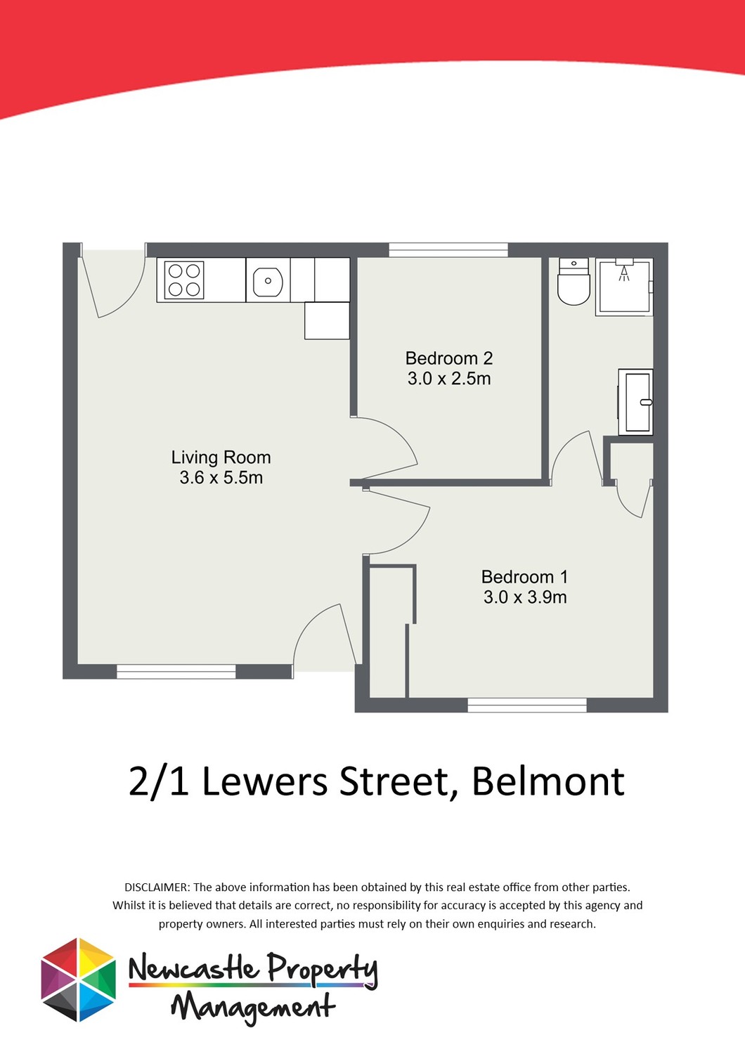 Floorplan of Homely flat listing, 2/1 Lewers Street, Belmont NSW 2280