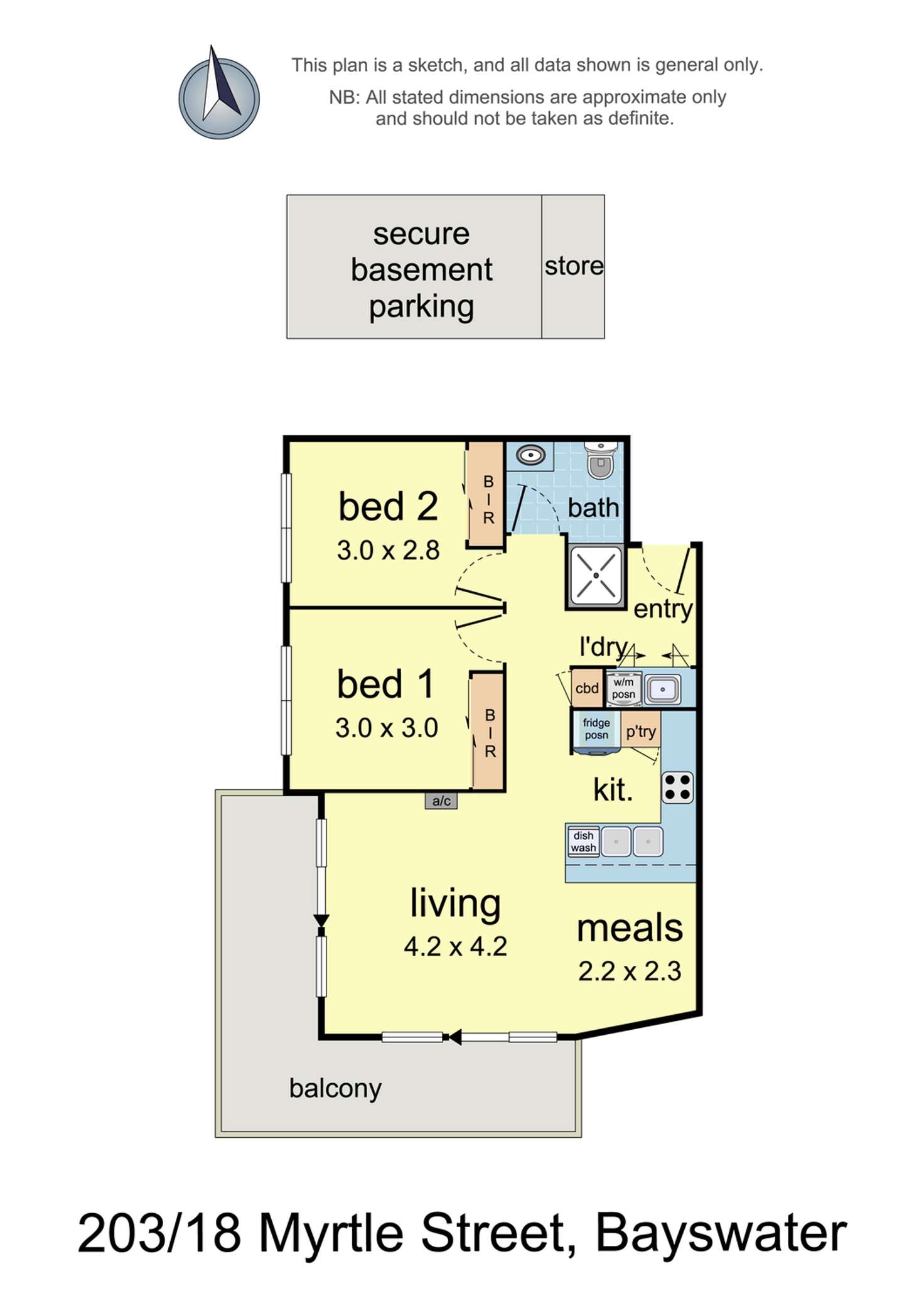 Floorplan of Homely apartment listing, 203/18 Myrtle Street, Bayswater VIC 3153