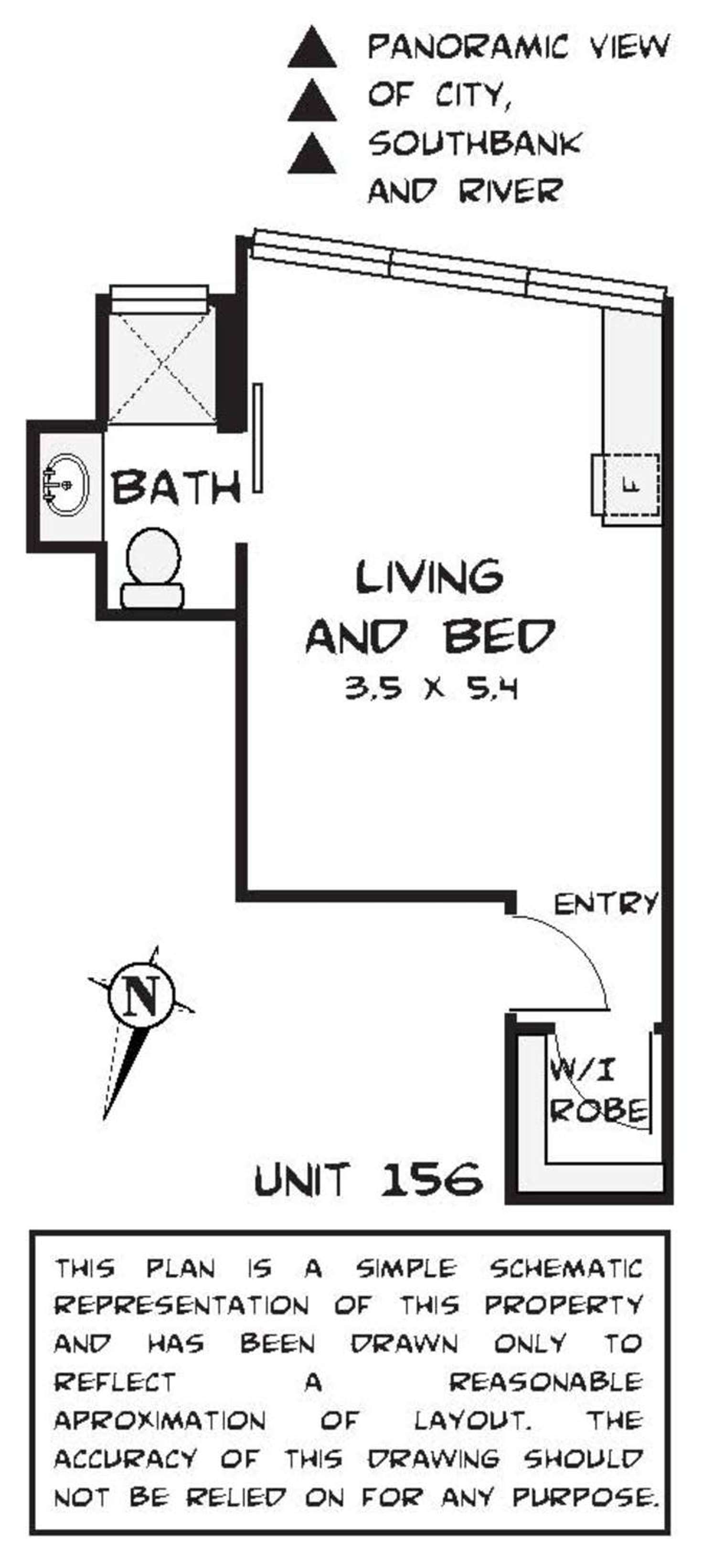 Floorplan of Homely studio listing, 156/293 North Quay Street, Brisbane City QLD 4000