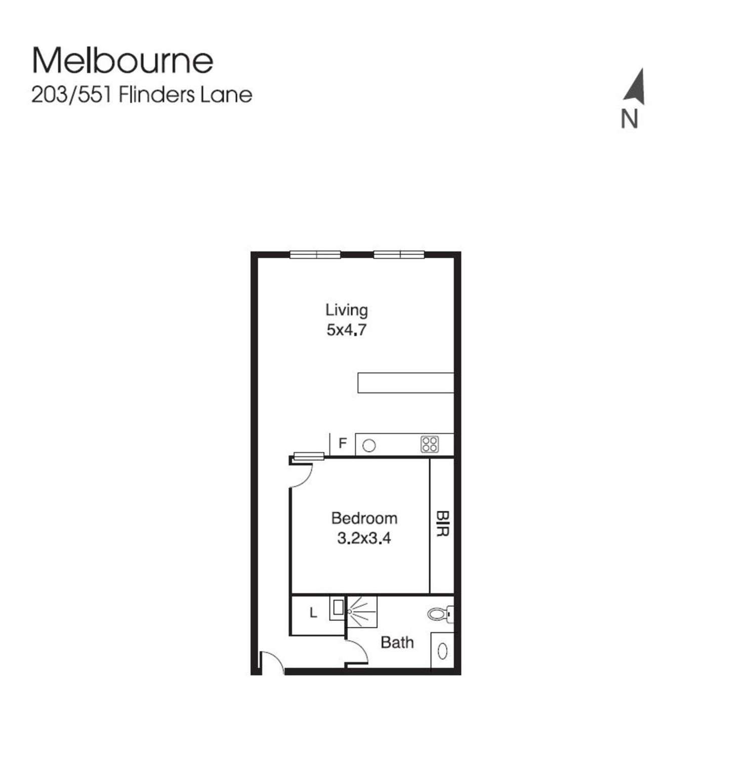 Floorplan of Homely apartment listing, 203/551 Flinders Lane, Melbourne VIC 3000