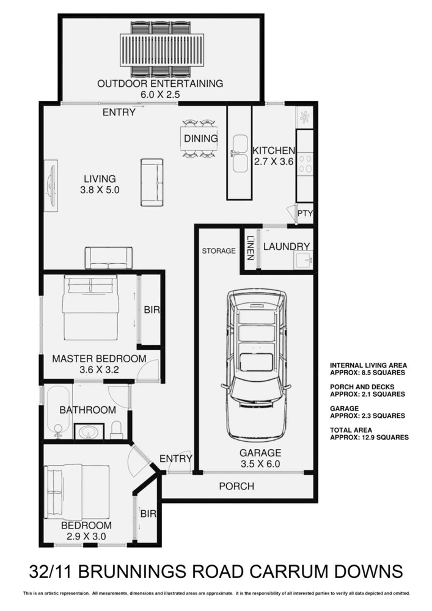 Floorplan of Homely townhouse listing, 32/11 Brunnings Road, Carrum Downs VIC 3201