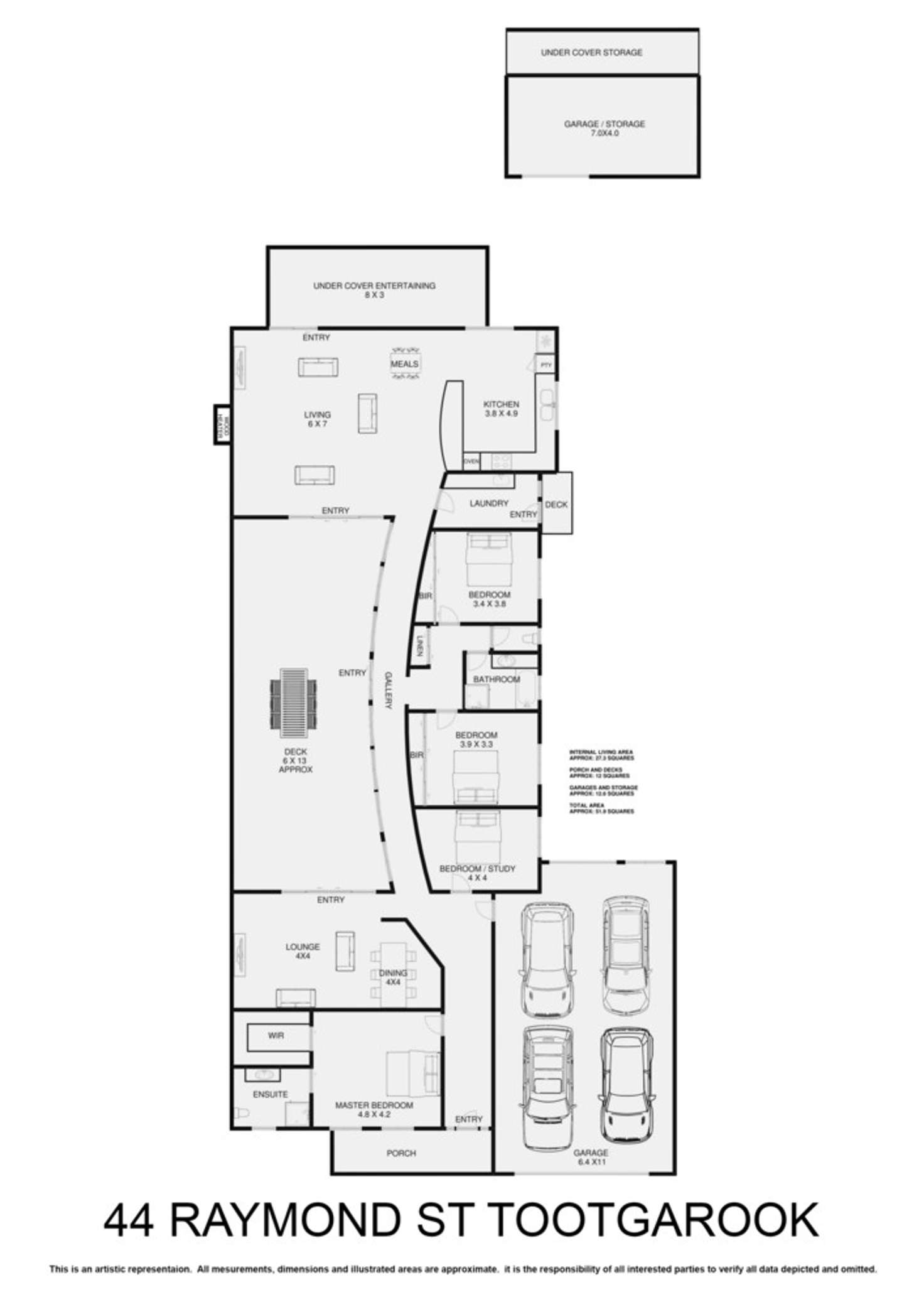 Floorplan of Homely house listing, 44 Raymond Street, Tootgarook VIC 3941