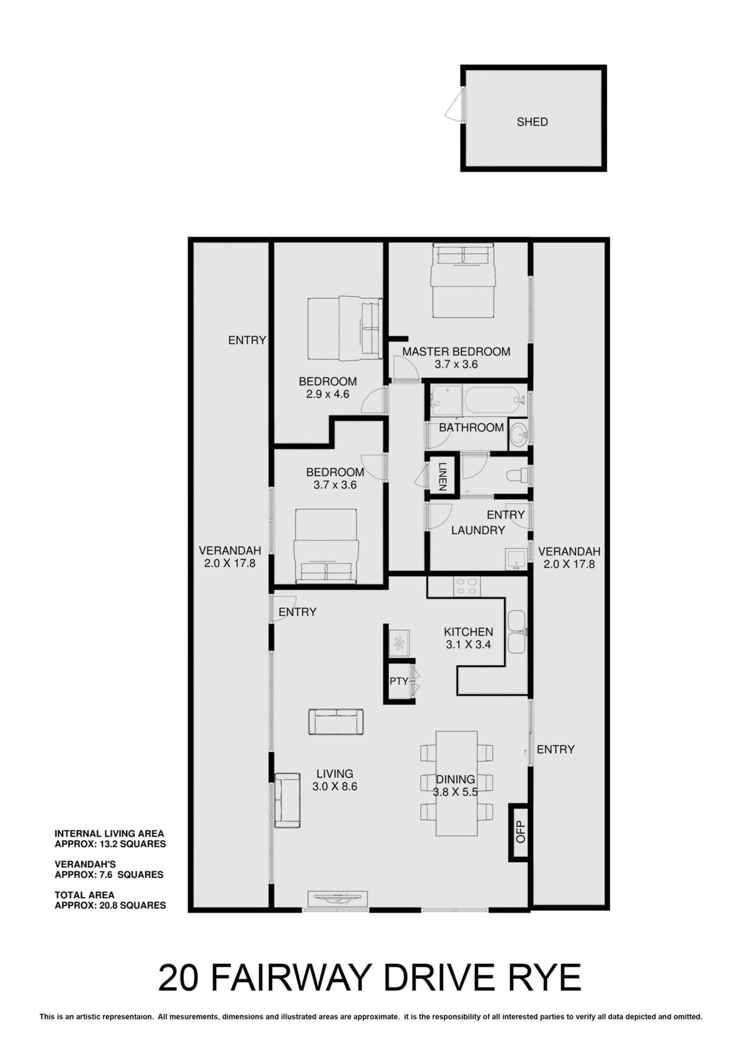 Floorplan of Homely house listing, 20 Fairway Drive, Rye VIC 3941