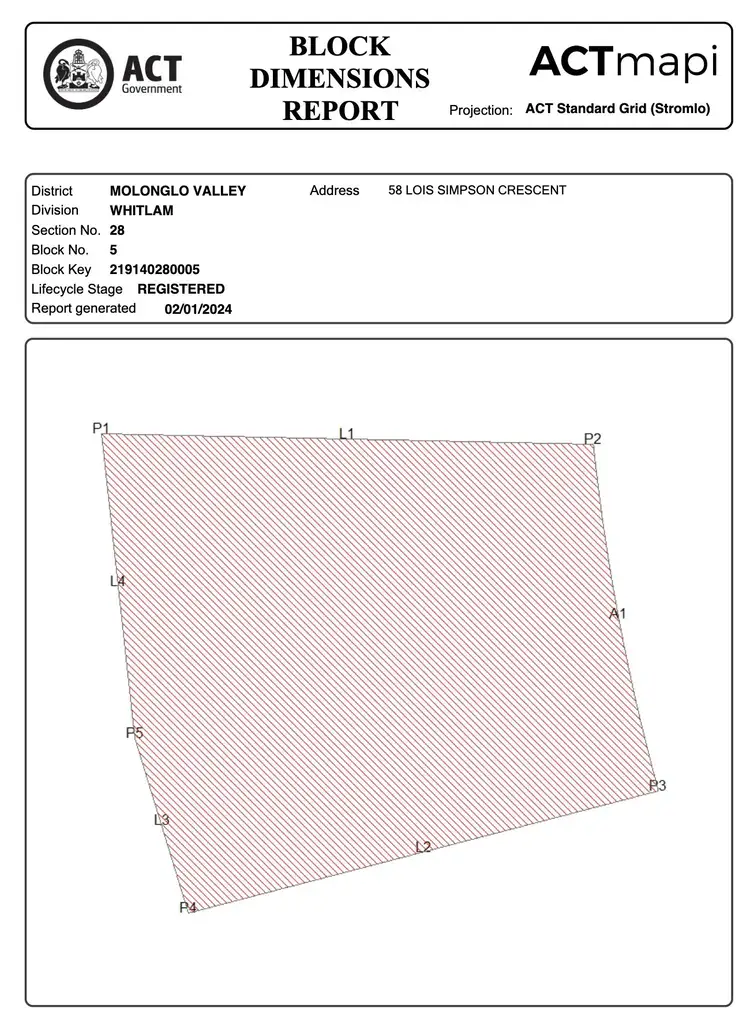 Main view of Homely land listing, 58 Lois Simpson Crescent, Whitlam ACT 2611