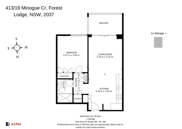 Floorplan of Homely apartment listing, 413/19 Minogue Crescent, Forest Lodge NSW 2037
