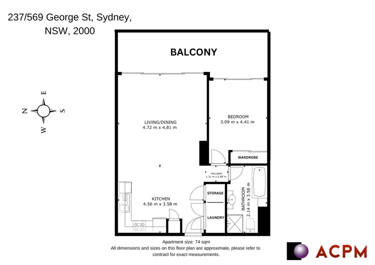 Floorplan of Homely apartment listing, 237/569 George Street, Sydney NSW 2000