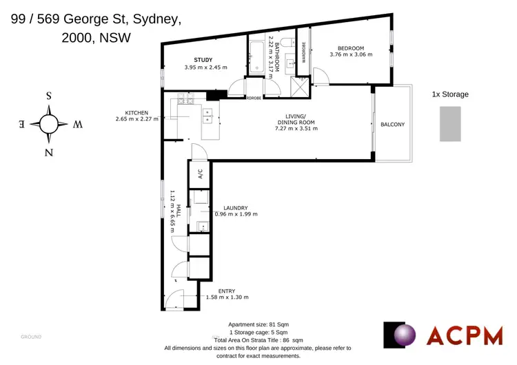 Floorplan of Homely apartment listing, 99/569 George Street, Sydney NSW 2000