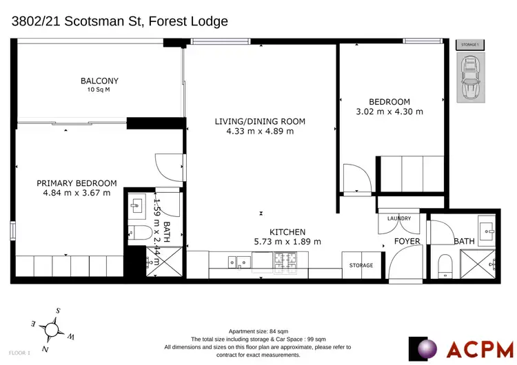 Floorplan of Homely apartment listing, 3802/21 Scotsman Street, Forest Lodge NSW 2037