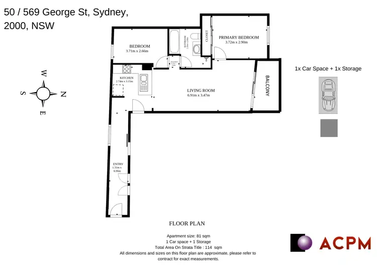 Floorplan of Homely apartment listing, 50/569 George Street, Sydney NSW 2000