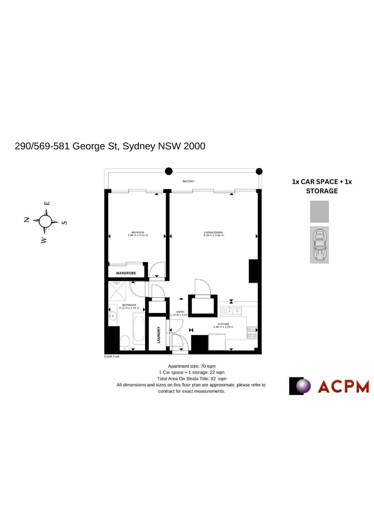 Floorplan of Homely apartment listing, 290/569-581 George Street, Sydney NSW 2000