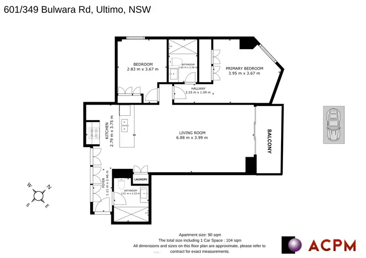Floorplan of Homely apartment listing, 601/349 Bulwara Road, Ultimo NSW 2007