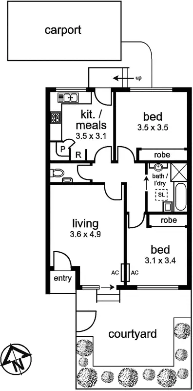 Floorplan of Homely unit listing, 2/18 Acacia Street, Glenroy VIC 3046