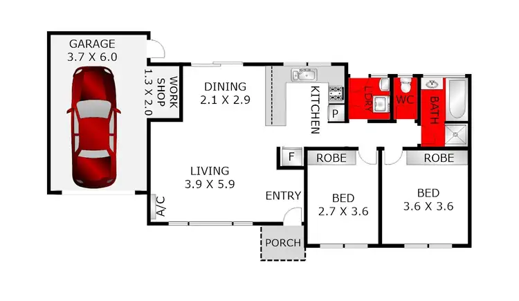 Floorplan of Homely unit listing, 2/5 Hindle Street, Grovedale VIC 3216