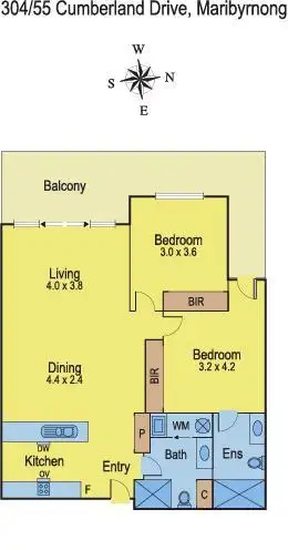 Floorplan of Homely apartment listing, 304/55 Cumberland Drive, Maribyrnong VIC 3032