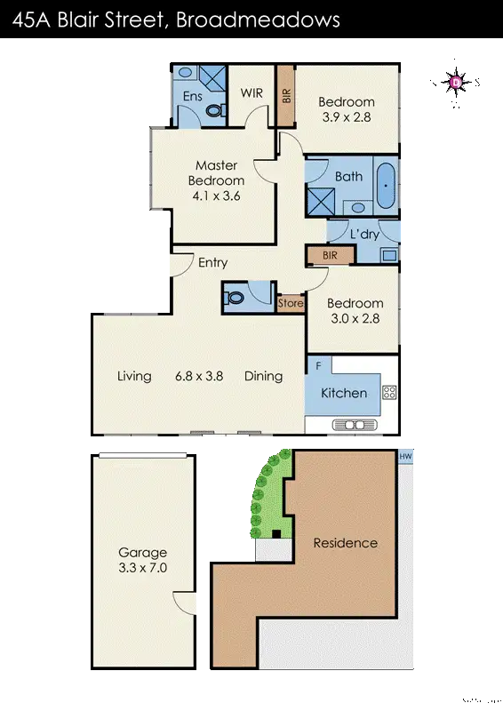 Floorplan of Homely unit listing, 45a Blair Street, Broadmeadows VIC 3047