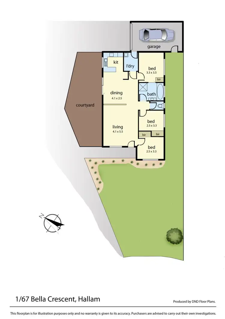 Floorplan of Homely unit listing, 1/67 Bella Crescent, Hallam VIC 3803