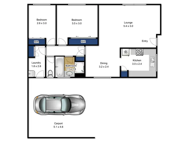 Floorplan of Homely unit listing, 1/8 Carbine Court, Traralgon VIC 3844
