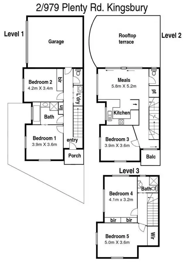 Floorplan of Homely townhouse listing, 2/979 Plenty Road, Kingsbury VIC 3083
