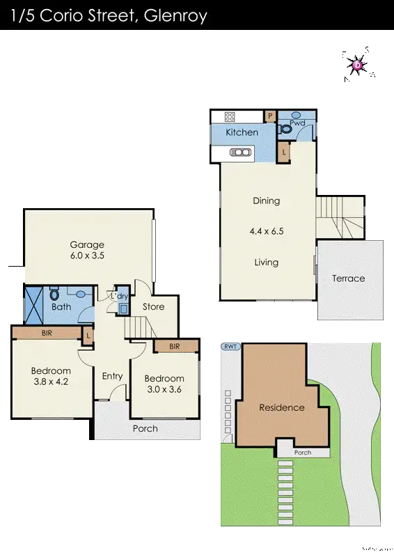 Floorplan of Homely townhouse listing, 1/5 Corio Street, Glenroy VIC 3046