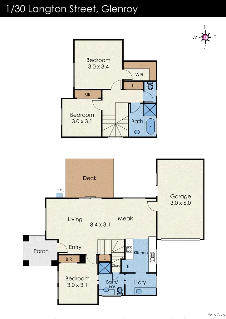 Floorplan of Homely townhouse listing, 1/30 Langton Street, Glenroy VIC 3046