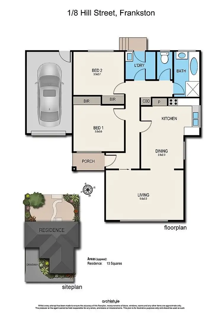 Floorplan of Homely unit listing, 1/8 Hill Street, Frankston VIC 3199